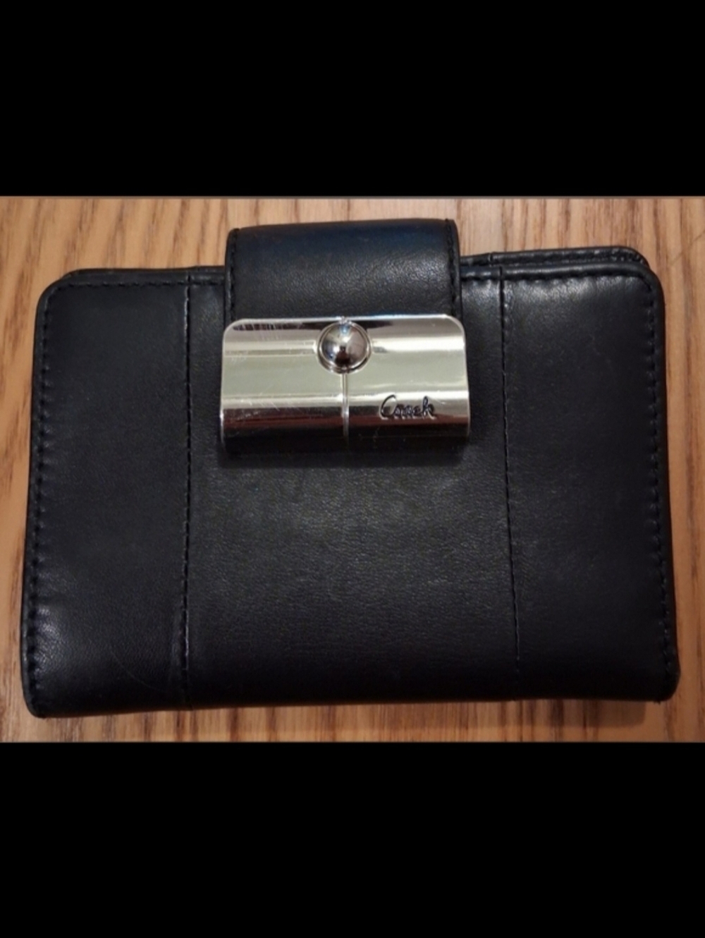 EUC Vintage Y2K Coach Kristin Black Leather Casual Prep Everyday Bifold Wallet